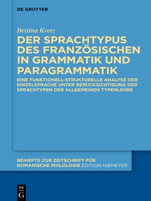 cover image of Der Sprachtypus des Französischen in Grammatik und Paragrammatik